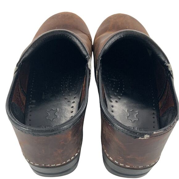 Dansko Brown Leather Womens Clogs Mules Staples Professional Shoes 38 (US 7.5-8) - Picture 4 of 11